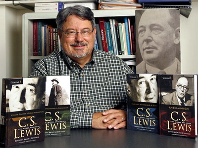 Dr. Bruce Edwards with his recent books on C. S. Lewis.