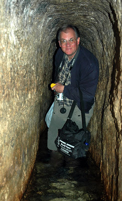 Leon Mauldin in Hezekiah's Tunnel. Photo by Ferrell Jenkins.