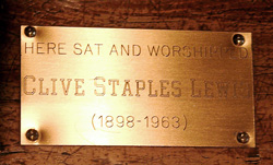 Here Sat and Worshipped Clive Staples Lewis. Photo by Ferrell Jenkins. Biblicalstudies.info.